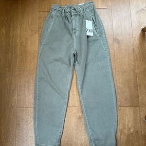 Zara Women’s Sage Green Paper Bag Pants